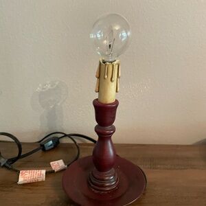 Vintage Style Red and Gold Candle Lamp Primitive